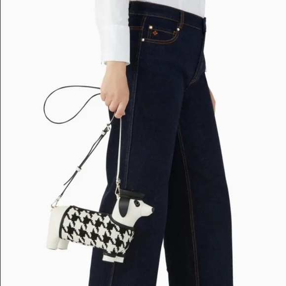 Kate Spade Claude Dachshund Houndstooth crossbody - Picture 5 of 7